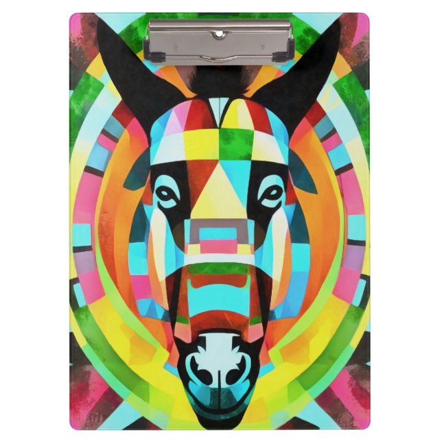 Colorful Donkey Geometric Art Abstract Clipboard (Front)