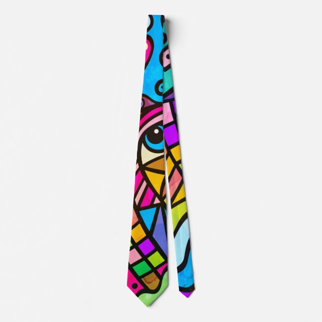 Colorful Doodle Abstract Background Tie (Front)