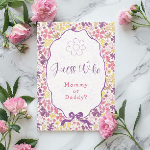 Colorful Doodle Flower Pencil Sketch Baby Shower  Invitation