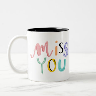 Colorful doodle Miss you cute typography Two-Tone Coffee Mug