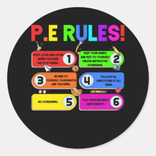 Colorful Doodle P.E. Teacher Physical Education Ru Classic Round Sticker
