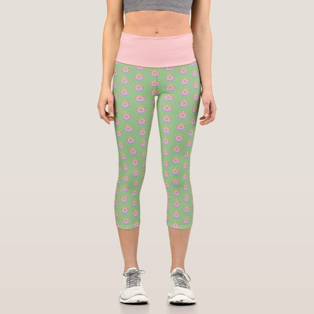 Colorful Dot Mandala Capri Leggings (Front)