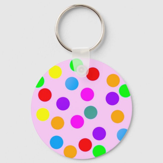 colorful_dots_on_pink key ring (Front)