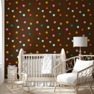 Colorful Dots Pattern Brown Wallpaper