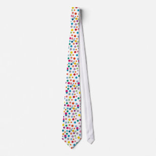 Colorful dots, white  tie
