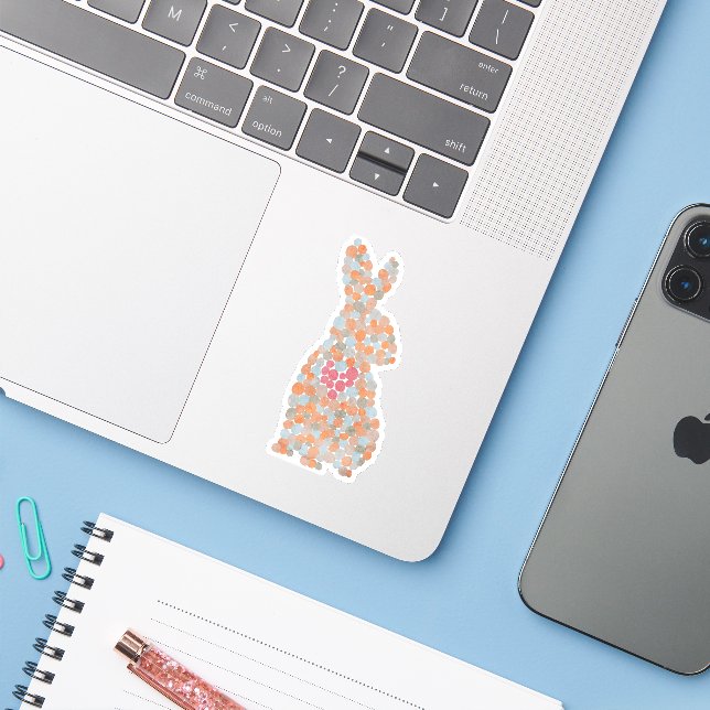 Colorful Dotted Bunny Custom-Cut Vinyl Sticker (Laptop w/ iPhone)