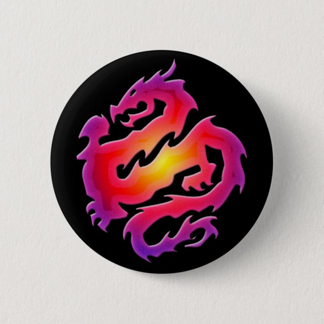 COLORFUL DRAGON 6 CM ROUND BADGE (Front)
