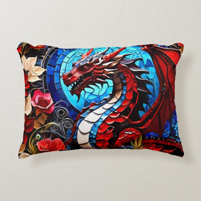 Colorful Dragon Mosaics Decorative Cushion (Front)