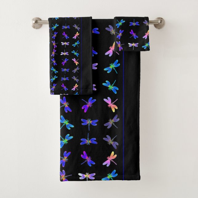 Colorful Dragonflies Bath Towel Set (Insitu)