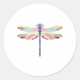 Colorful dragonfly  classic round sticker