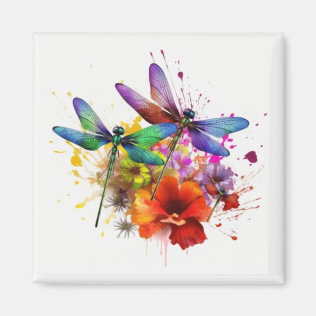 Colorful Dragonfly Fridge Magnet  (Front)