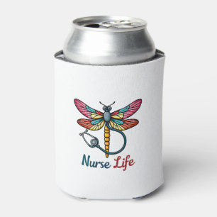 Colorful dragonfly Nurse life T-Shirt (1) Can Cooler