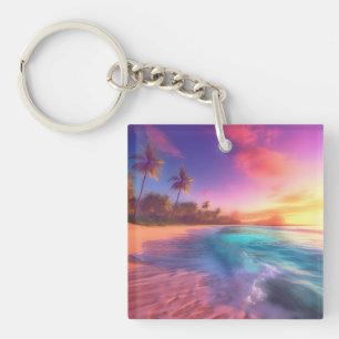 Colorful Dreamy Beach Key Ring