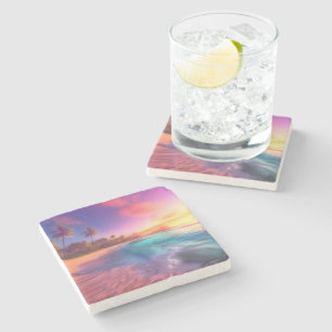 Colorful Dreamy Beach Stone Coaster