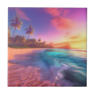 Colorful Dreamy Beach Tile