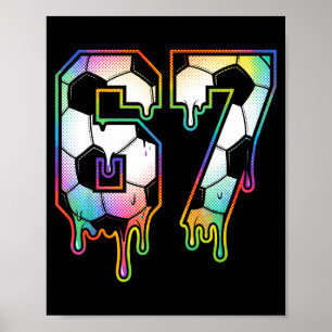 Colorful Dripping 67 Varsity Number Soccer Halfton Poster