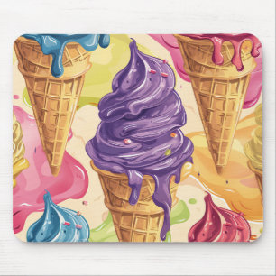 Colorful dripping ice cream illustration mouse pad