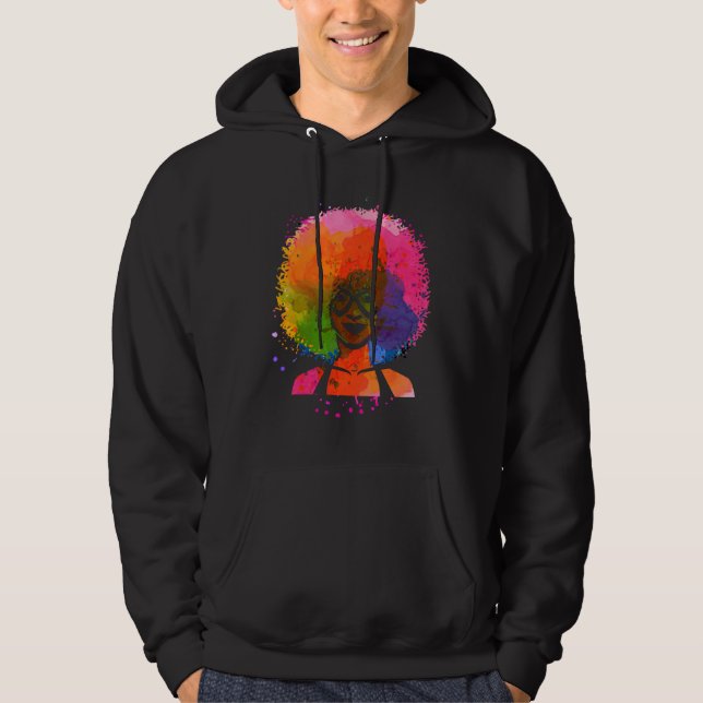 Colorful Dripping In Melanin Afro Queen Hoodie (Front)
