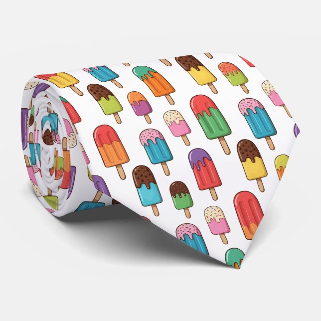 Colorful Dripping Popsicle Pattern Tie (Rolled)