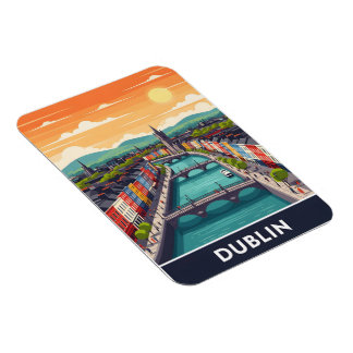 Colorful Dublin Cityscape – River Liffey & Bridges Magnet
