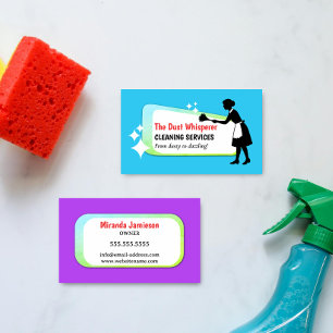 Colorful Dusting Maid Professional Cleaning Busine Business Card