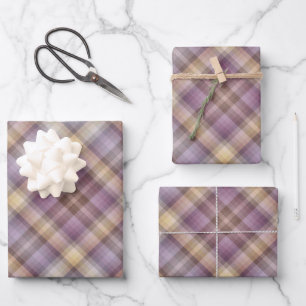 Colorful Dusty Grayish Brown And Purple Pattern Wrapping Paper Sheet