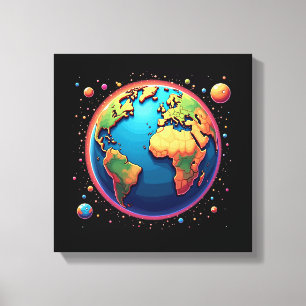Colorful Earth in Space Canvas Wall Art