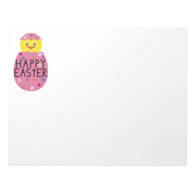 Colorful Easter Chick in Painted Egg Notepad (Front)