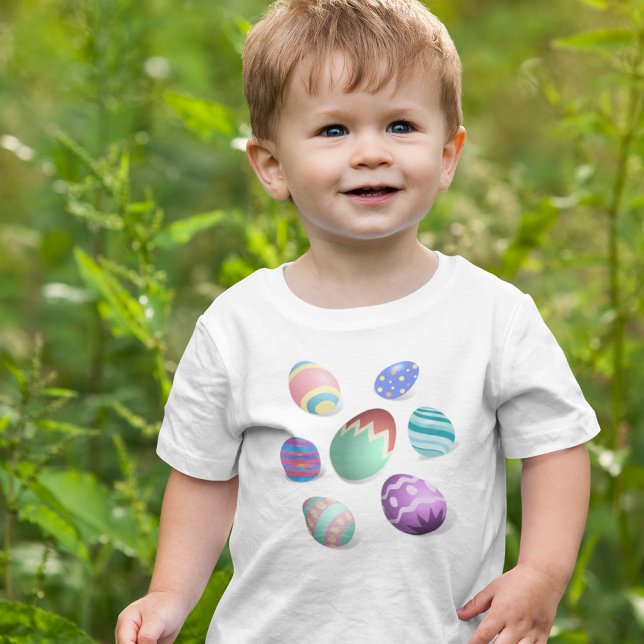 Colorful Easter Eggs Decorated Egg Spring Cute Fun Toddler T-Shirt (Creator Uploaded)