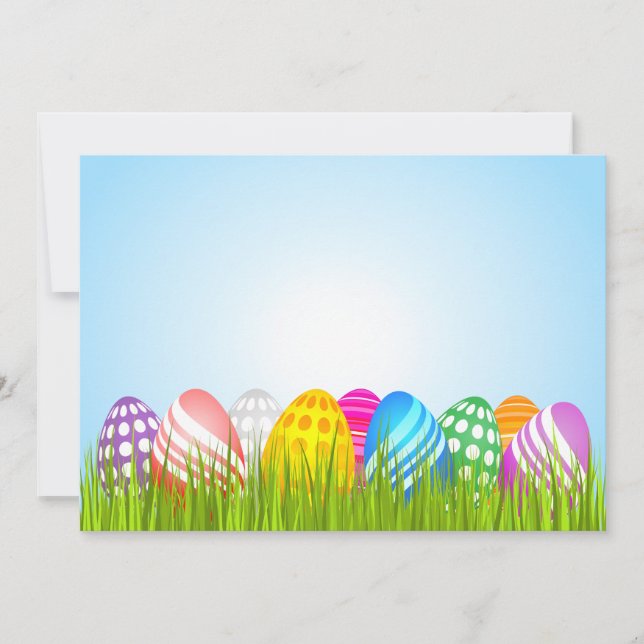 Colorful Easter Eggs in Grass Invitation (Front)