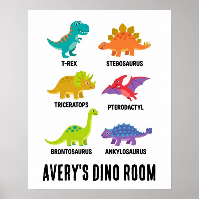 Colorful Educational Dinosaurs Kids Room Poster (Front)