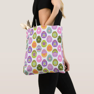Colorful Egg Pattern Easter Tote Bag