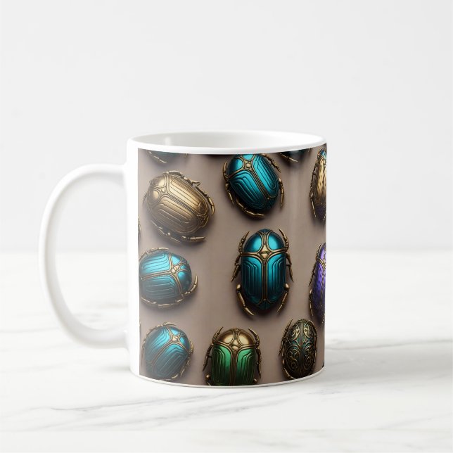 Colorful Egyptian Scarabs  Coffee Mug (Left)