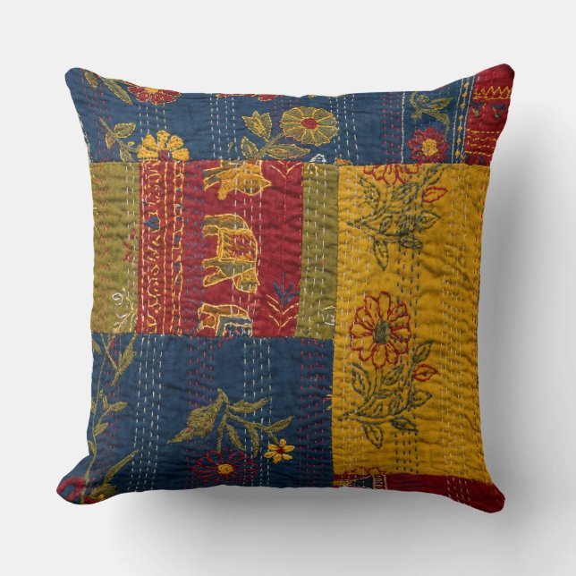 Colorful elegant retro geometric abstract pattern cushion (Front)