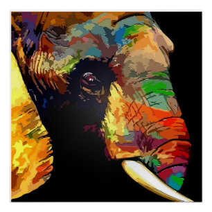Colorful elephant paint poster