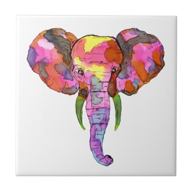 Colorful Elephant Tile (Front)