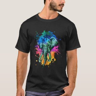 Colorful Elephant   Watercolor Scratch Style T-Shirt