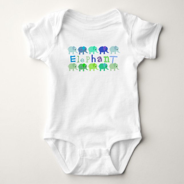 Colorful Elephants Baby Romper Bodysuit (Front)