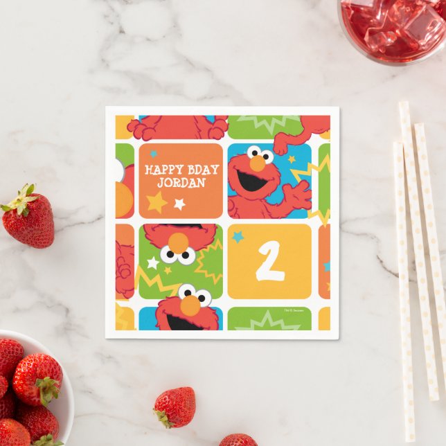 Colorful Elmo Grid Pattern Napkin (Insitu)
