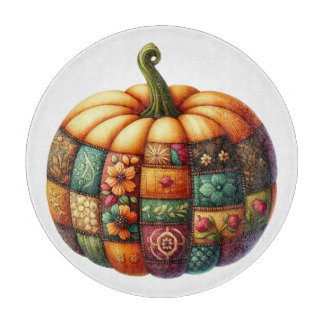COLORFUL EMBROIDERY LOOK FALL PUMPKIN CUTTING BOARD