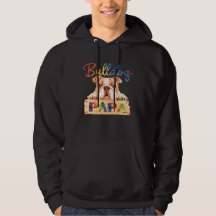 Colorful English Bulldog Papa  Dog Dad Hoodie