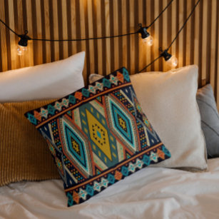 Colorful ethnic geometric pattern design cushion