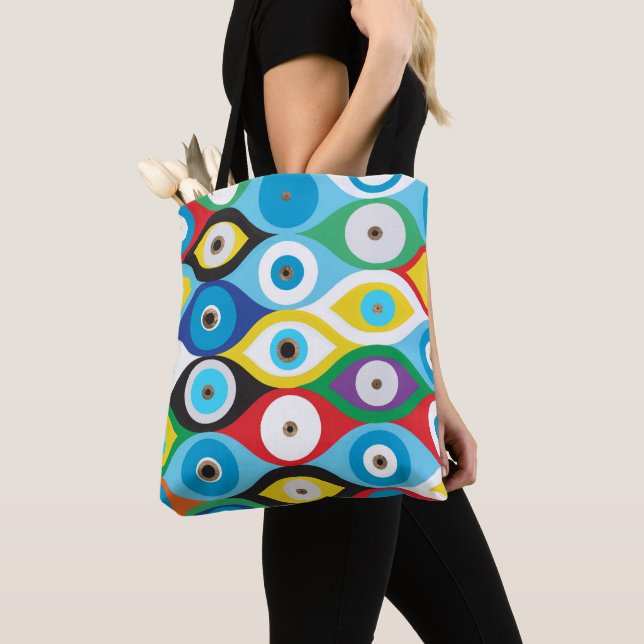 Colorful Evil Eye protection pattern Tote Bag (Close Up)