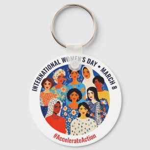 Colorful Faces   International Women's Day   IWD Key Ring