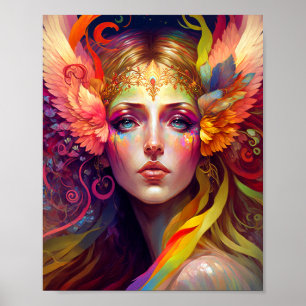 Colorful Fairy Angel Wings Fantasy Art Poster
