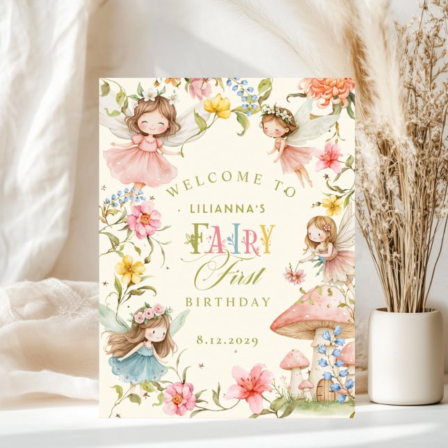 Colorful Fairy First Birthday Enchanted Welcome Poster (Creator Uploaded)