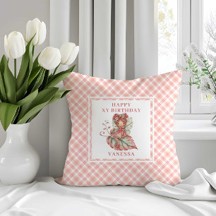 Colorful Fairy Girl Blush Floral Birthday Pillow 