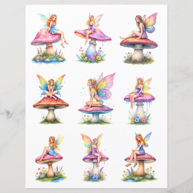 Colorful Fairy Scrapbook Paper Cutouts (Front)