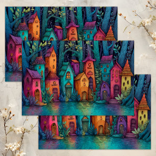 COLORFUL FAIRY VILLAGE DECOUPAGE TISSUE PAPER