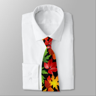 COLORFUL FALL AUTUMN MAPLE LEAF ABSTRACT PATTERN TIE